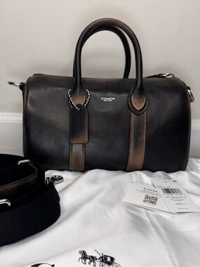 NWT Coach Compass 25 Loved Leather Brown/Black Satchel Crossbody Bag CEO29